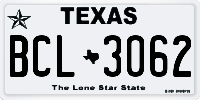 TX license plate BCL3062