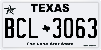 TX license plate BCL3063