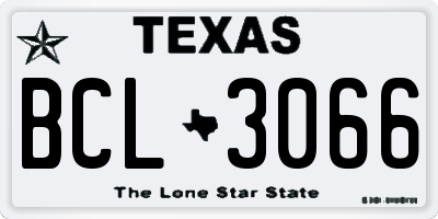 TX license plate BCL3066