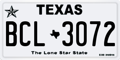 TX license plate BCL3072