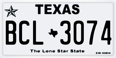 TX license plate BCL3074