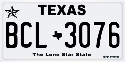 TX license plate BCL3076