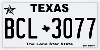 TX license plate BCL3077
