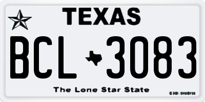 TX license plate BCL3083