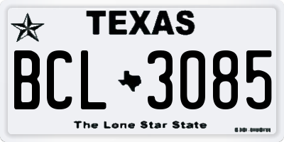 TX license plate BCL3085