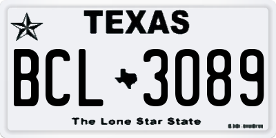 TX license plate BCL3089