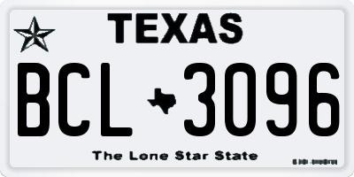 TX license plate BCL3096