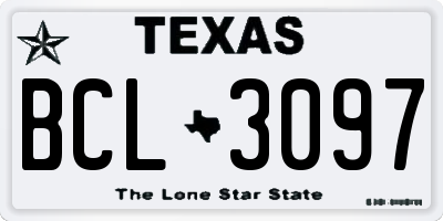 TX license plate BCL3097