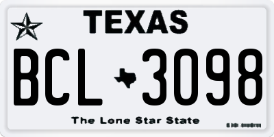 TX license plate BCL3098