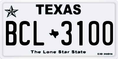 TX license plate BCL3100