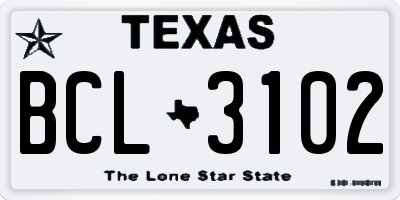 TX license plate BCL3102