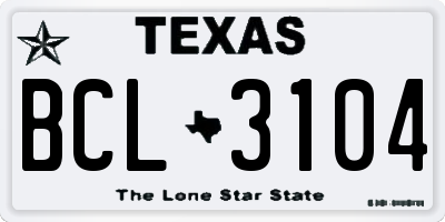 TX license plate BCL3104