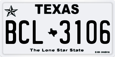 TX license plate BCL3106