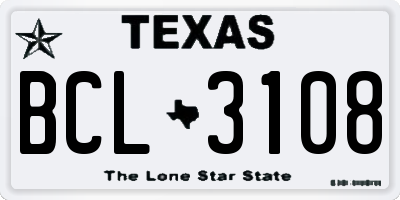 TX license plate BCL3108