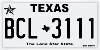 TX license plate BCL3111