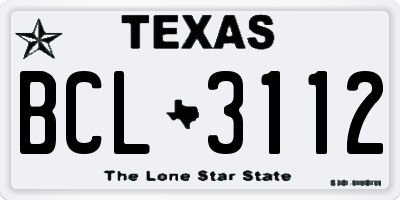 TX license plate BCL3112