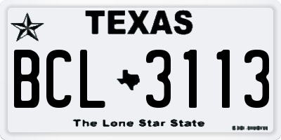 TX license plate BCL3113