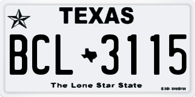 TX license plate BCL3115