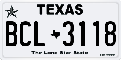 TX license plate BCL3118
