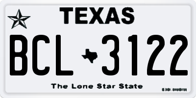 TX license plate BCL3122