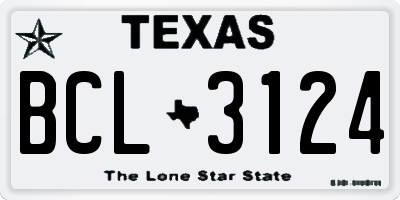 TX license plate BCL3124