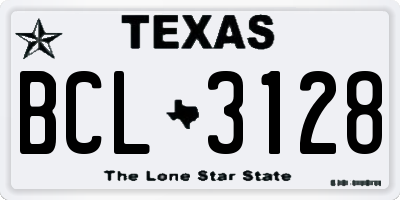 TX license plate BCL3128