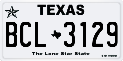 TX license plate BCL3129