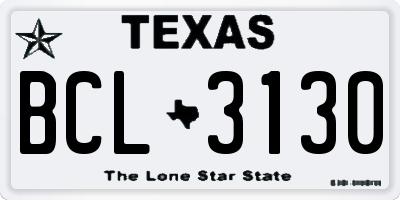 TX license plate BCL3130