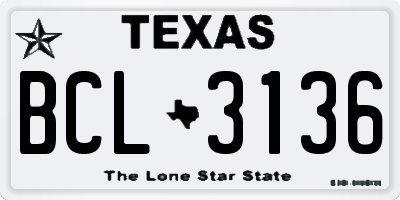TX license plate BCL3136