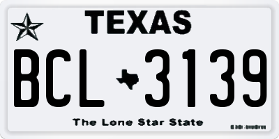 TX license plate BCL3139
