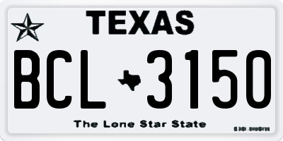 TX license plate BCL3150