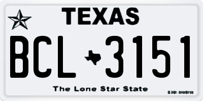 TX license plate BCL3151