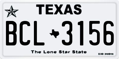TX license plate BCL3156