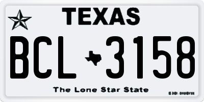 TX license plate BCL3158