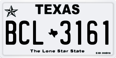 TX license plate BCL3161