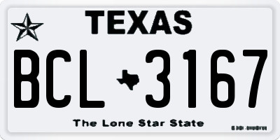 TX license plate BCL3167