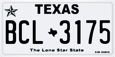 TX license plate BCL3175