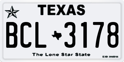 TX license plate BCL3178