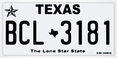 TX license plate BCL3181