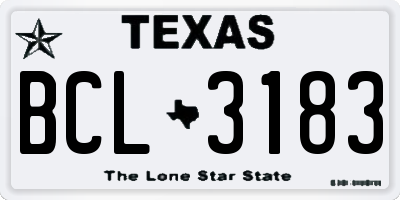 TX license plate BCL3183