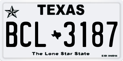TX license plate BCL3187