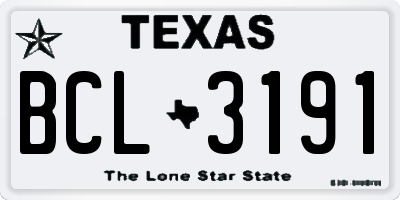 TX license plate BCL3191