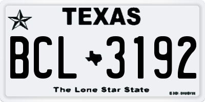 TX license plate BCL3192