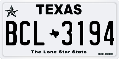 TX license plate BCL3194