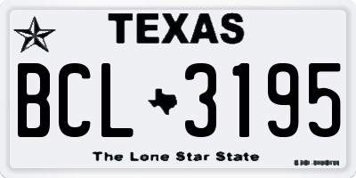 TX license plate BCL3195