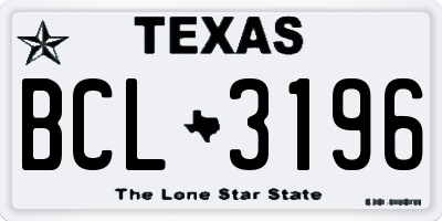 TX license plate BCL3196