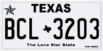 TX license plate BCL3203