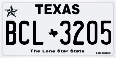 TX license plate BCL3205