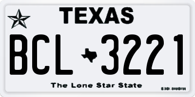 TX license plate BCL3221