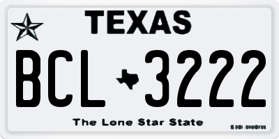TX license plate BCL3222